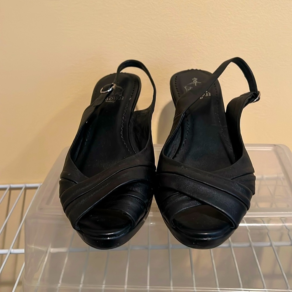 Black Peep Toe Wedges Sz 8.5